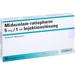 Abbildung: Midazolam ratiopharm 5 mg / 1 ml Injektionslösung Ampullen 10 St, Ampullen PZN 04921760