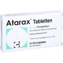 Abbildung: Atarax 25 mg Filmtabletten 50 St, Filmtabletten PZN 04954825