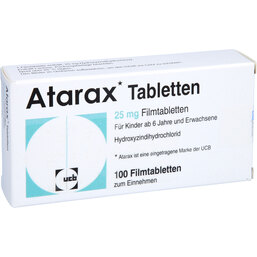 Abbildung: Atarax 25 mg Filmtabletten 100 St, Filmtabletten PZN 04954831