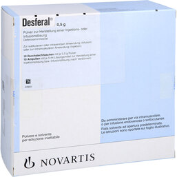 Abbildung: Desferal 0,5 g Trockensubstanz mit Lösungsmittel 10 St, Pulver u Lösungsm. z. Herst. e.Injektions- bzw. Infusionsl. PZN 04955664