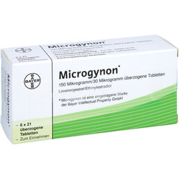 Abbildung: Microgynon 21 überzogene Tabletten 6X21 St, Überzogene Tabletten PZN 04965088