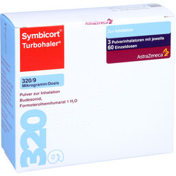 Abbildung: Symbicort Turbohaler 320 / 9 µg / Dosis 60 ED 3 St, Inhalationspulver PZN 04968218