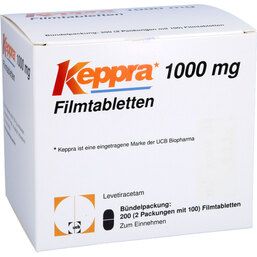 Abbildung: Keppra 1000 mg Filmtabletten 200 St, Filmtabletten PZN 04970273