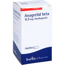 Abbildung: Anagrelid beta 0,5 mg Hartkapseln 100 St, Hartkapseln PZN 05009632