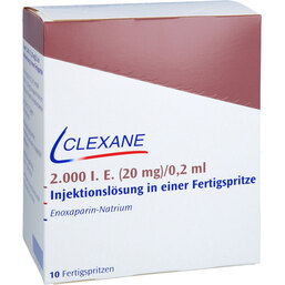 Abbildung: Clexane 20 mg 0,2 ml Injektionslösung in einer Fertigspritze mit Sicherheitssystem 10 St, Injektionslösung in einer Fertigspritze PZN 05013266