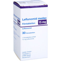 Abbildung: Leflunomid medac 15 mg Filmtabletten 30 St, Filmtabletten PZN 05025861