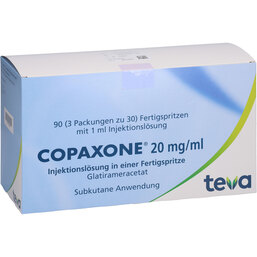 Abbildung: Copaxone 20 mg / ml Injektionslösung Fertigspritzen 90 St, Fertigspritzen PZN 05026470