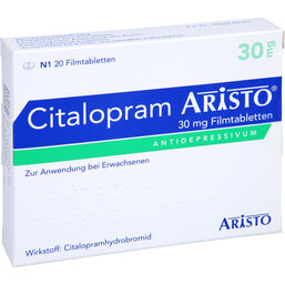 Abbildung: Citalopram Aristo 30 mg Filmtabletten 20 St, Filmtabletten PZN 05028173