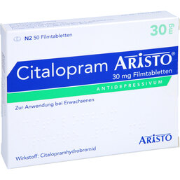 Abbildung: Citalopram Aristo 30 mg Filmtabletten 50 St, Filmtabletten PZN 05028196
