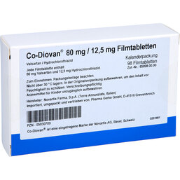 Abbildung: Codiovan 80 mg / 12,5 mg Filmtabletten 98 St, Filmtabletten PZN 05030709