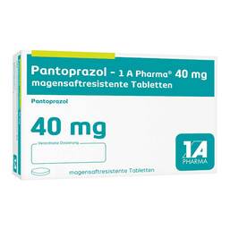 Abbildung: Pantoprazol 1A Pharma 40 mg magensaftresistent Tabletten 15 St, Tabletten magensaftresistent PZN 05047087