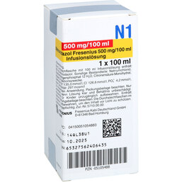 Abbildung: Metronidazol Fresenius Glas Infusionslösung 1X100 ml, Infusionslösung PZN 05105488
