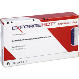 Abbildung: Exforge HCT 5 mg / 160 mg / 12,5 mg Filmtabletten 28 St, Filmtabletten PZN 05110992