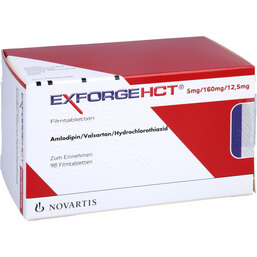 Abbildung: Exforge HCT 5 mg / 160 mg / 12,5 mg Filmtabletten 98 St, Filmtabletten PZN 05111253