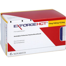 Abbildung: Exforge HCT 10 mg / 160 mg / 12,5 mg Filmtabletten 98 St, Filmtabletten PZN 05111483
