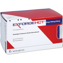 Abbildung: Exforge HCT 5 mg / 160 mg / 25 mg Filmtabletten 98 St, Filmtabletten PZN 05111945