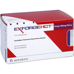 Abbildung: Exforge HCT 10 mg / 160 mg / 25 mg Filmtabletten 98 St, Filmtabletten PZN 05112146