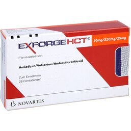Abbildung: Exforge HCT 10 mg / 320 mg / 25 mg Filmtabletten 28 St, Filmtabletten PZN 05112287