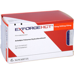 Abbildung: Exforge HCT 10 mg / 320 mg / 25 mg Filmtabletten 98 St, Filmtabletten PZN 05112324