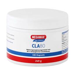 Abbildung: CLA 80% Megamax 1 g konjug.Linolsäure Kapseln Kapseln, 180 St PZN 05113714