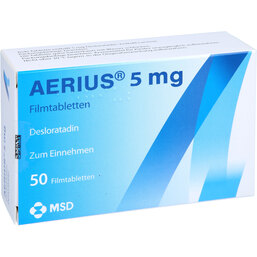 Abbildung: Aerius 5 mg Filmtabletten 50 St, Filmtabletten PZN 05124528