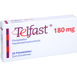 Abbildung: Telfast 180 mg Filmtabletten 20 St, Filmtabletten PZN 05126585
