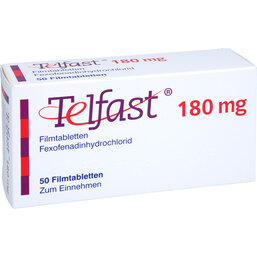 Abbildung: Telfast 180 mg Filmtabletten 50 St, Filmtabletten PZN 05126616