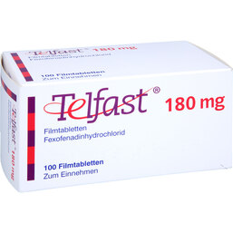 Abbildung: Telfast 180 mg Filmtabletten 100 St, Filmtabletten PZN 05126651