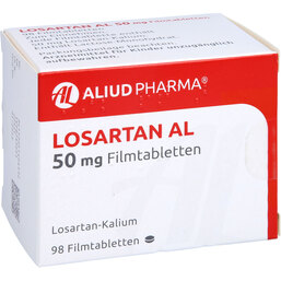Abbildung: Losartan AL 50mg Filmtabletten 98 St, Filmtabletten PZN 05140639