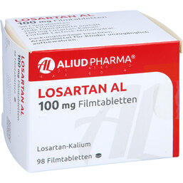 Abbildung: Losartan AL 100mg Filmtabletten 98 St, Filmtabletten PZN 05140734