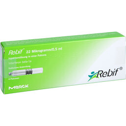 Abbildung: Rebif 22 Mikrogramm / 0,5ml Injektionslösung Patrone 4 St, Injektionslösung PZN 05352755