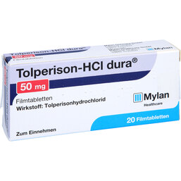 Abbildung: Tolperison HCL dura 50 mg Filmtabletten 20 St, Filmtabletten PZN 05360855