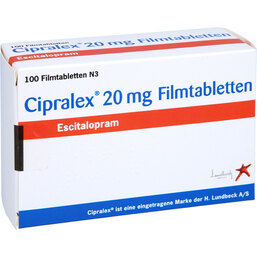 Abbildung: Cipralex 20 mg Filmtabletten 100 St, Filmtabletten PZN 05362392