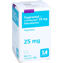 Abbildung: Topiramat 1A Pharma 25 mg Filmtabletten 50 St, Filmtabletten PZN 05369164
