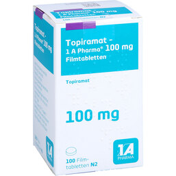 Abbildung: Topiramat 1A Pharma 100 mg Filmtabletten 100 St, Filmtabletten PZN 05369253