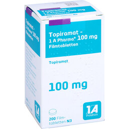 Abbildung: Topiramat 1A Pharma 100 mg Filmtabletten 200 St, Filmtabletten PZN 05369282