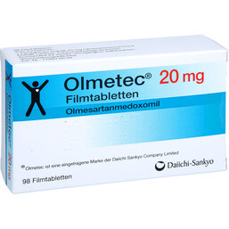 Abbildung: Olmetec 20 mg Filmtabletten 98 St, Filmtabletten PZN 05371362