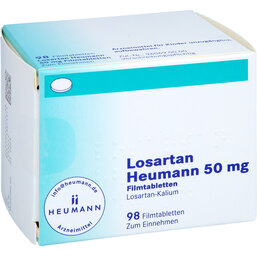 Abbildung: Losartan Heumann 50mg Filmtabletten 98 St, Filmtabletten PZN 05371675
