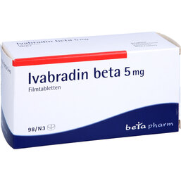 Abbildung: Ivabradin beta 5 mg Filmtabletten 98 St, Filmtabletten PZN 05378022