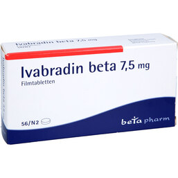 Abbildung: Ivabradin beta 7,5 mg Filmtabletten 56 St, Filmtabletten PZN 05378051