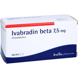 Abbildung: Ivabradin beta 7,5 mg Filmtabletten 98 St, Filmtabletten PZN 05378068