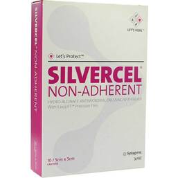 Abbildung: Silvercel Non Adherent Kompressen 5x5cm 10 St, Kompressen PZN 05378370