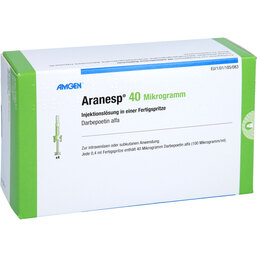 Abbildung: Aranesp 40 µg Injektionslösung in einer Fertigspritze automatisches Nadelsystem 4 St, Fertigspritzen PZN 05379990