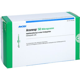 Abbildung: Aranesp 50 µg Injektionslösung in einer Fertigspritze automatisches Nadelsystem 4 St, Fertigspritzen PZN 05380007