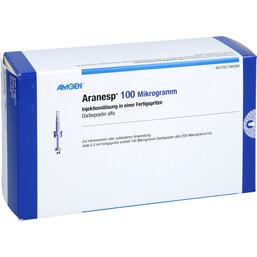 Abbildung: Aranesp 100 µg Injektionslösung in einer Fertigspritze automatisches Nadelsystem 4 St, Fertigspritzen PZN 05380094
