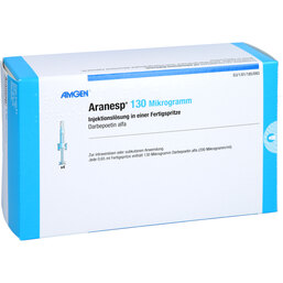 Abbildung: Aranesp 130 µg Injektionslösung in einer Fertigspritze automatisches Nadelsystem 4 St, Fertigspritzen PZN 05380102