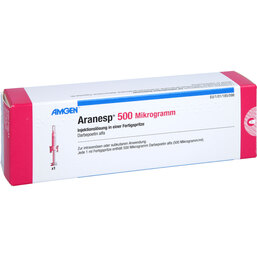 Abbildung: Aranesp 500 µg Injektionslösung in einer Fertigspritze automatisches Nadelsystem 1 St, Fertigspritzen PZN 05380131