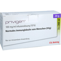 Abbildung: Privigen 10% Lösung 3x20 g Infusionslösung 3X200 ml, Infusionslösung PZN 05382704