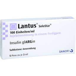 Abbildung: Lantus 100 E / ml Solostar Fertigpen 5X3 ml, Injektionslösung PZN 05387819