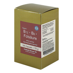 Abbildung: B12 + B6 + Folsäure ohne Lactose Kapseln Kapseln, 180 St PZN 05388894